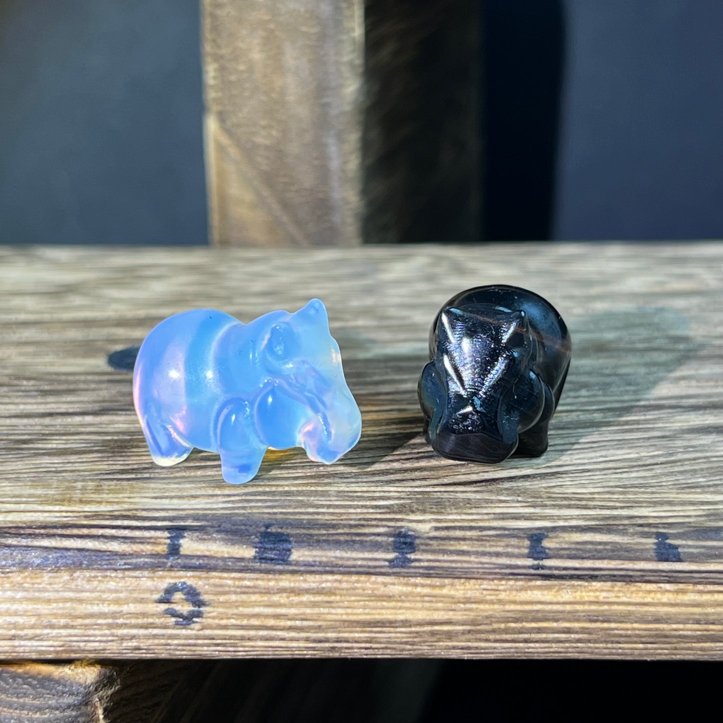 Mini Obsidian and Opalite carvings - animal carvings