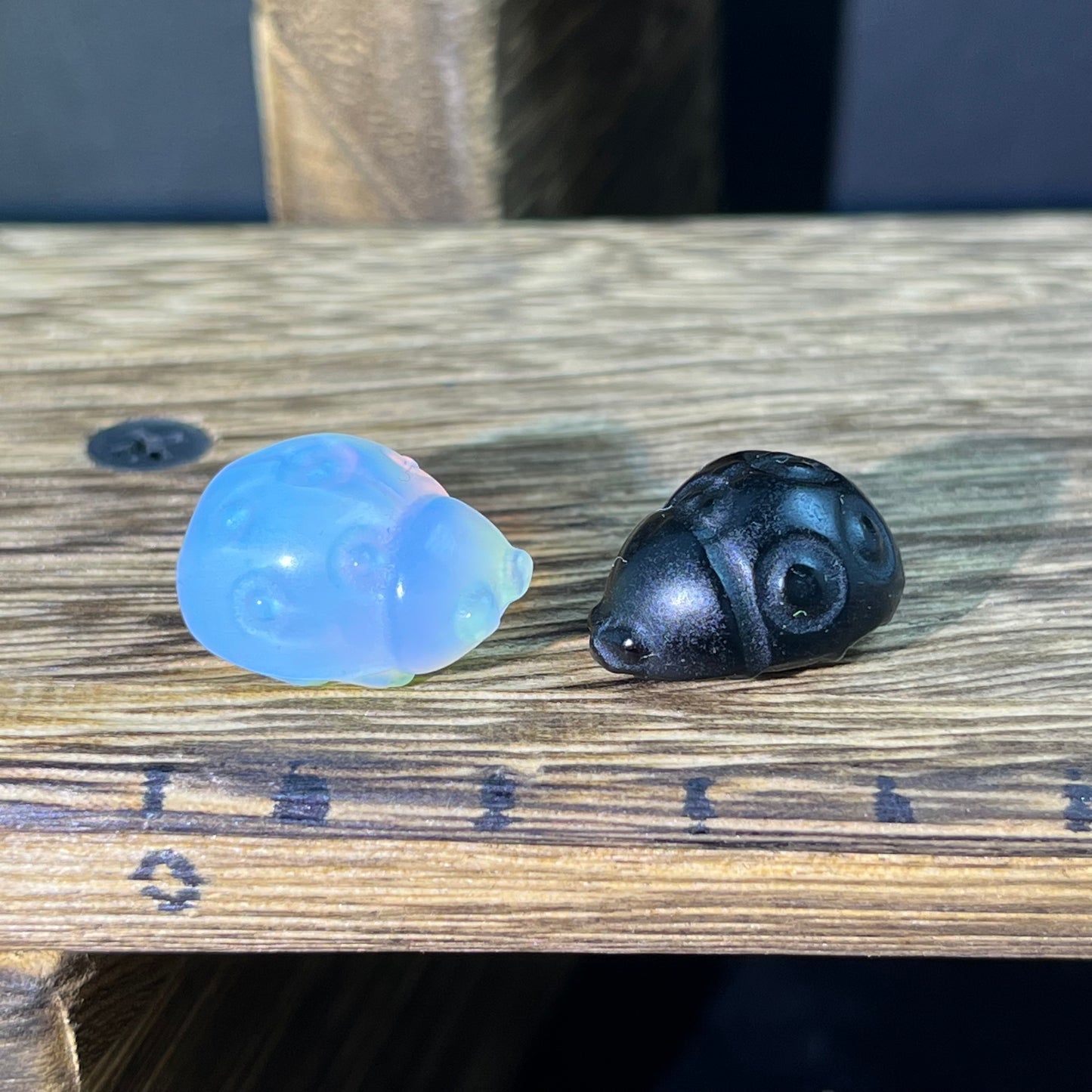 Mini Obsidian and Opalite carvings - animal carvings