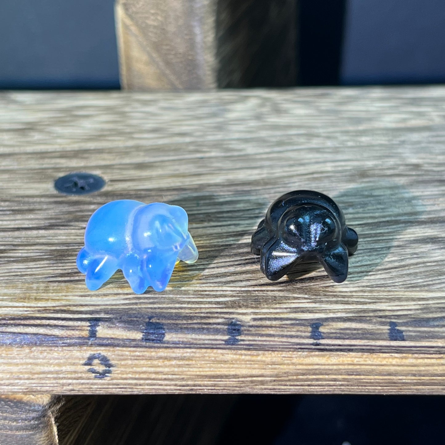 Mini Obsidian and Opalite carvings - animal carvings