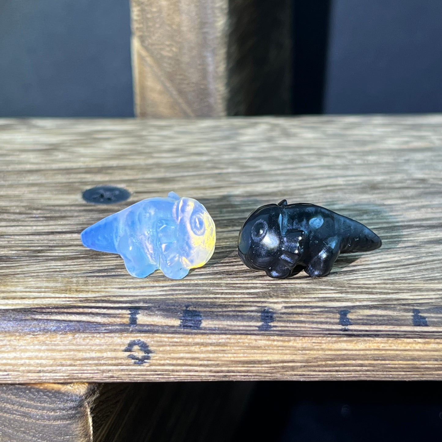 Mini Obsidian and Opalite carvings - animal carvings