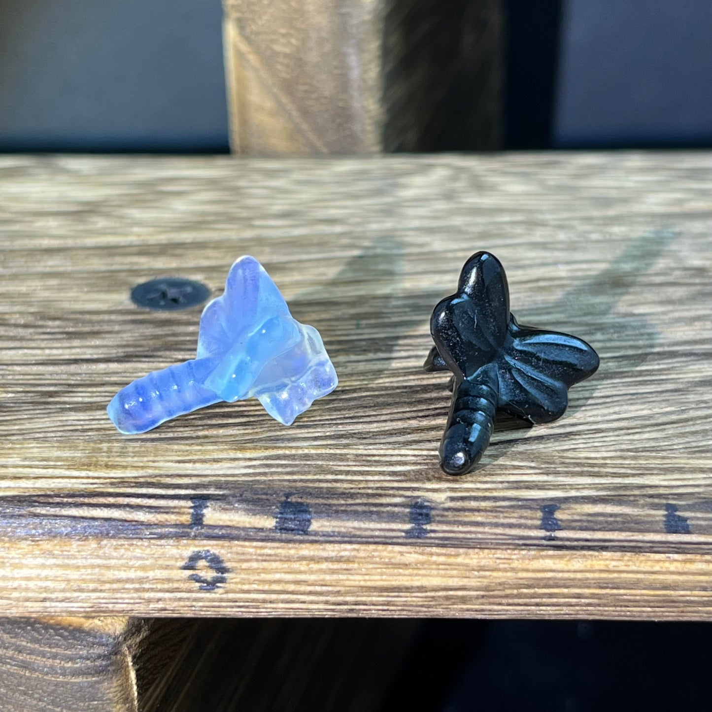 Mini Obsidian and Opalite carvings - animal carvings