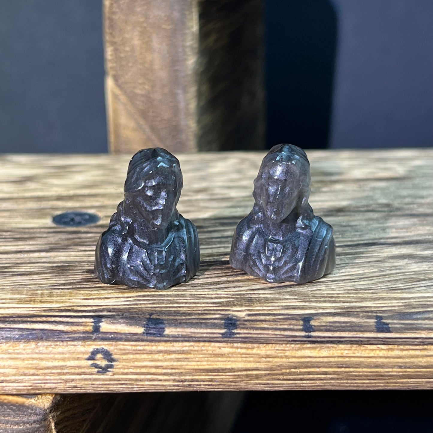 Mini Obsidian and Opalite carvings - charactor carvings