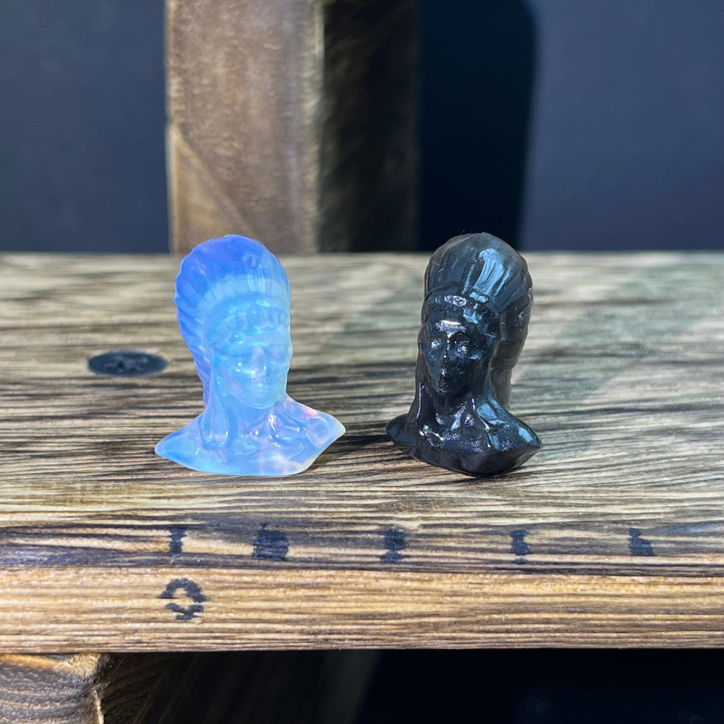 Mini Obsidian and Opalite carvings - charactor carvings