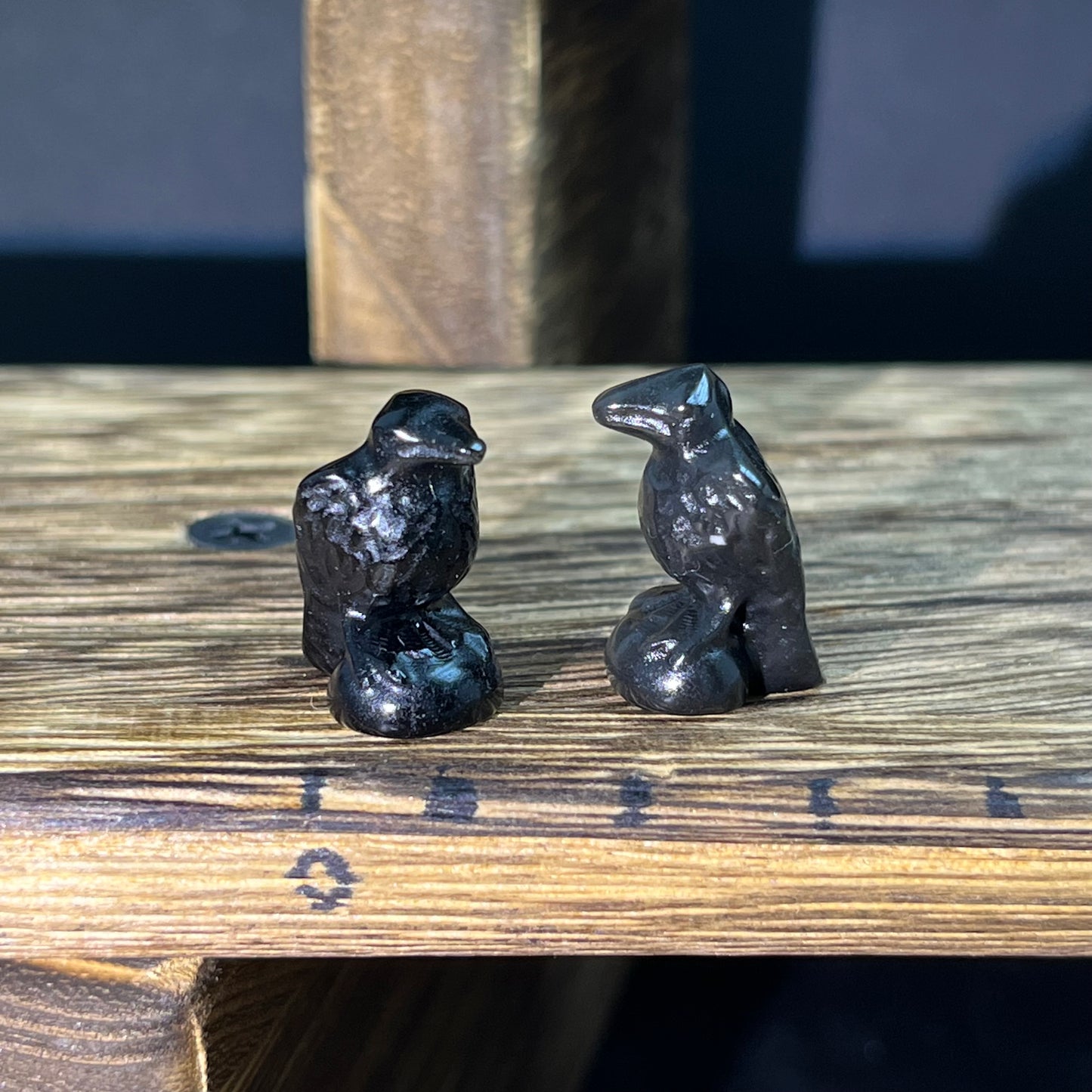 Mini Obsidian and Opalite carvings - animal carvings