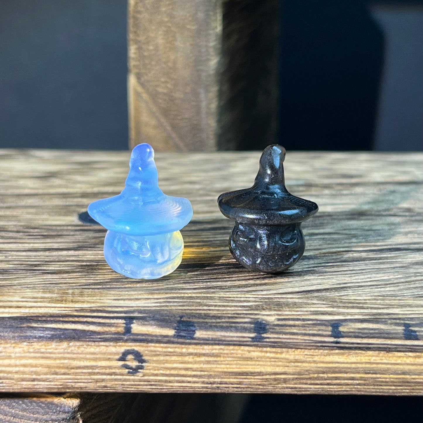 Mini Obsidian and Opalite carvings - Halloween Carvings