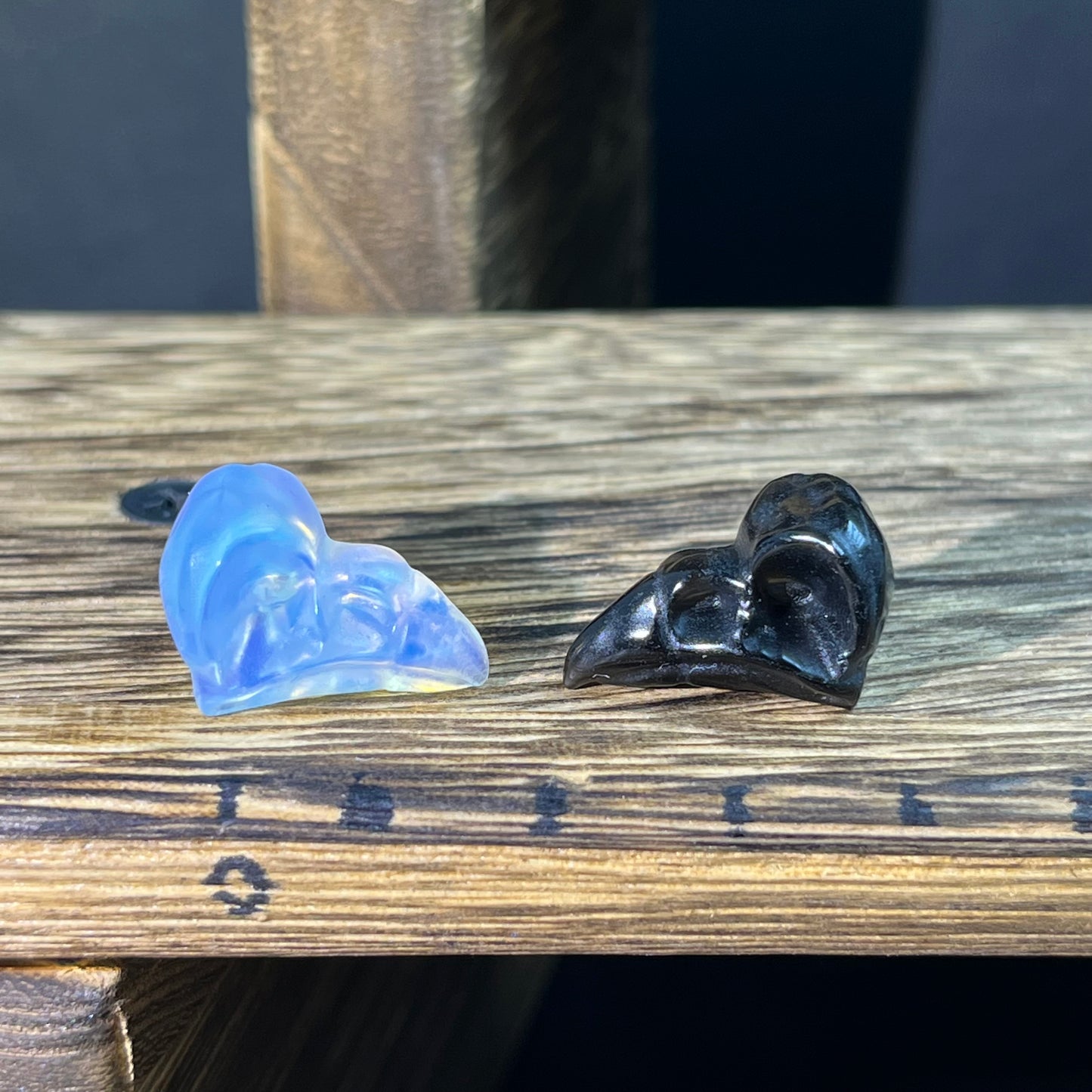 Mini Obsidian and Opalite carvings - animal carvings