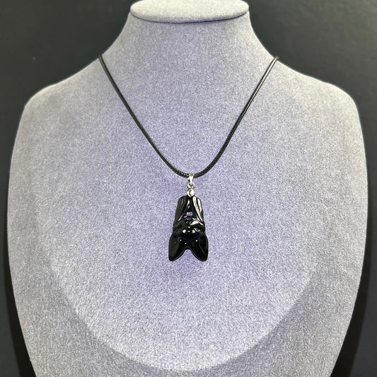 Obsidian Hanging Bat Necklace