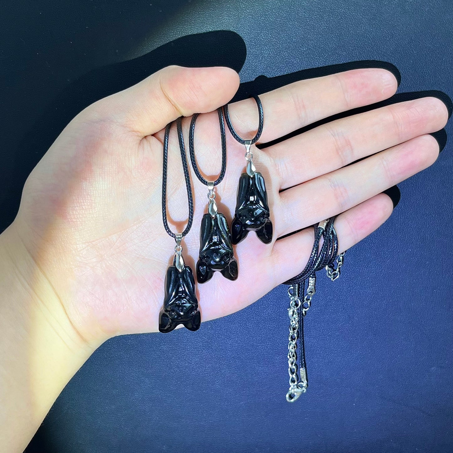 Obsidian Hanging Bat Necklace