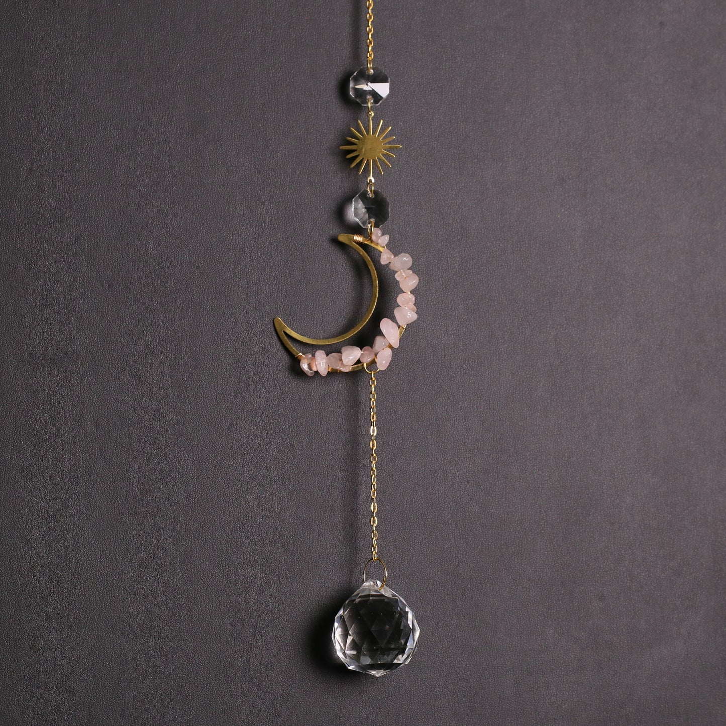 Small moon Sun catcher with crystal chips