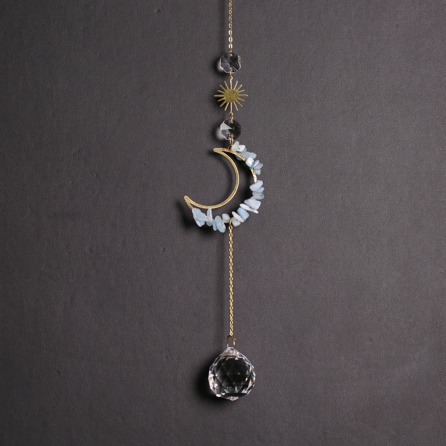 Small moon Sun catcher with crystal chips