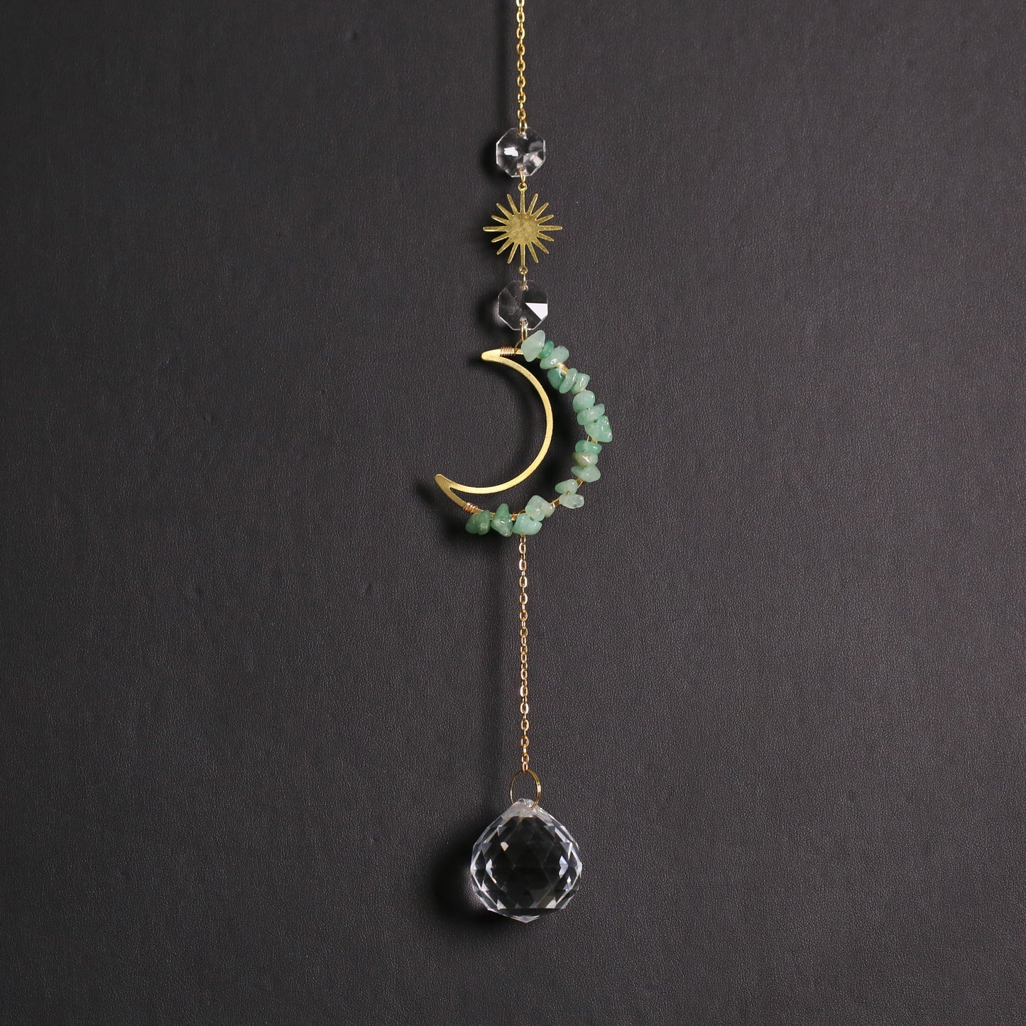 Small moon Sun catcher with crystal chips