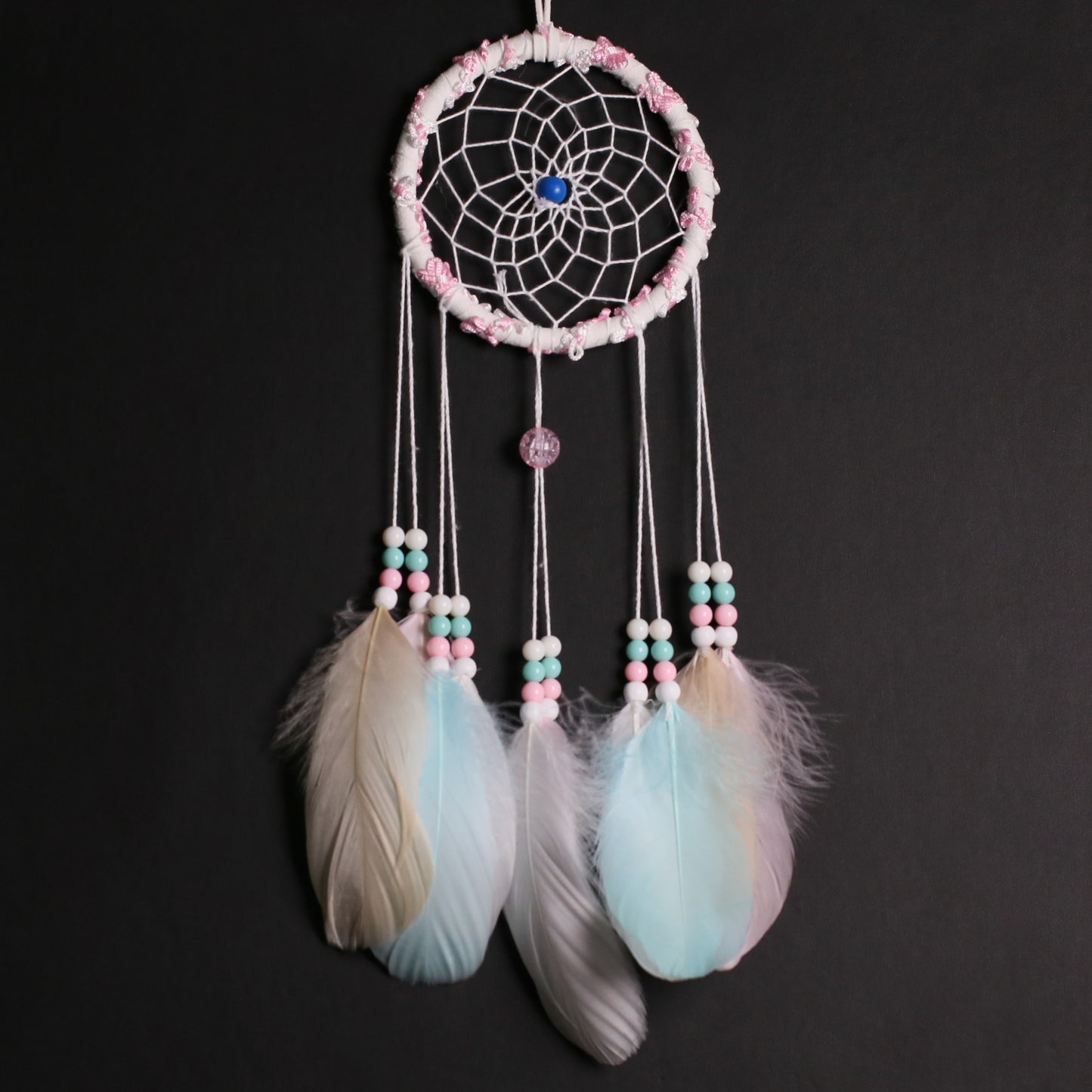 Dream catcher pink with blue bead