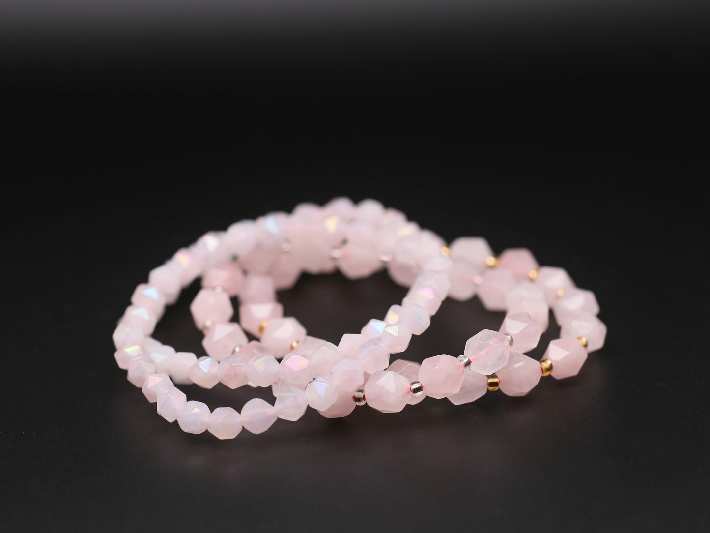 Faceted rose quartz bracelets