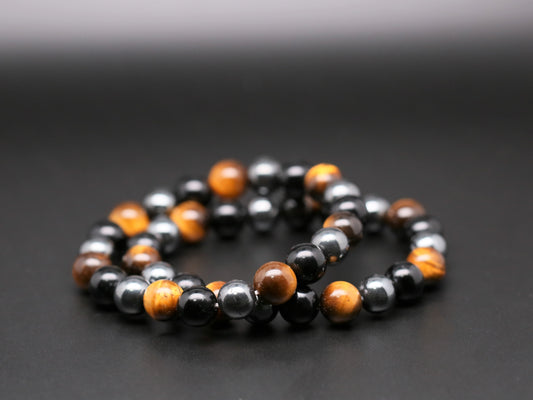 Mixed beads bracelets - tiger's eye、obsidian、hematite