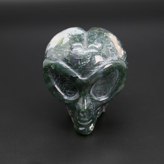 Moss agate alien head