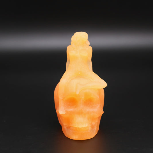 Orange calcite skull