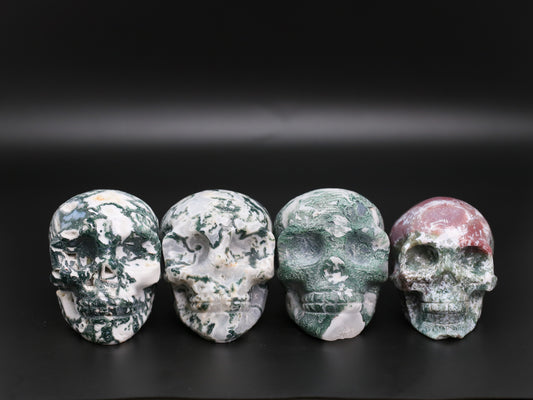 Moss agate skull