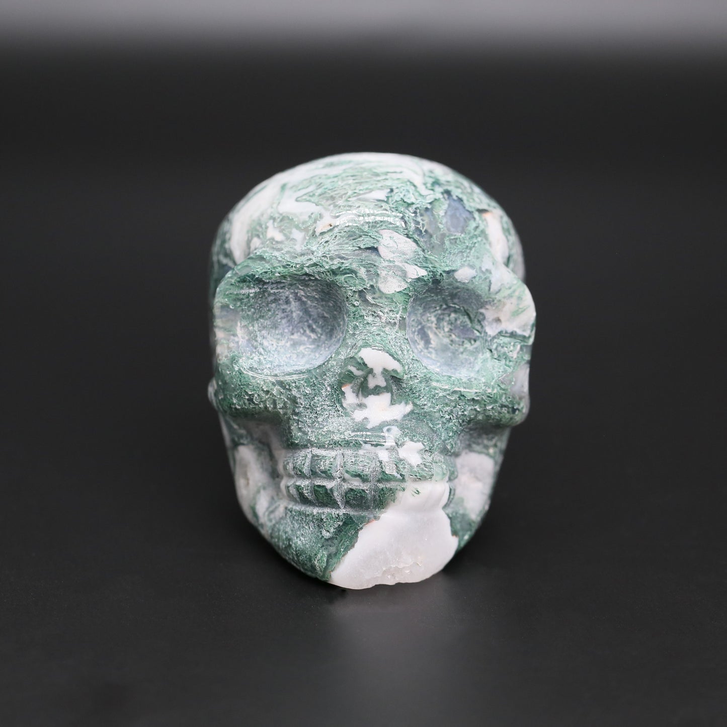 Moss agate skull