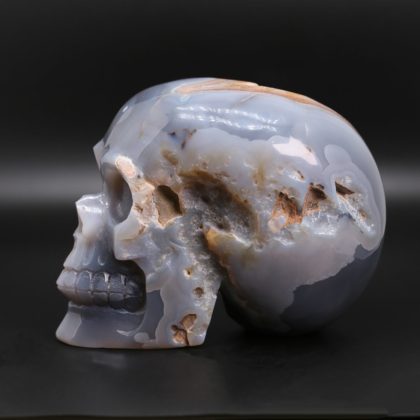 Druzy agate skull