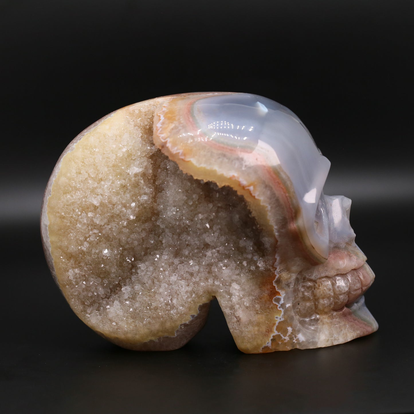 Druzy agate skull