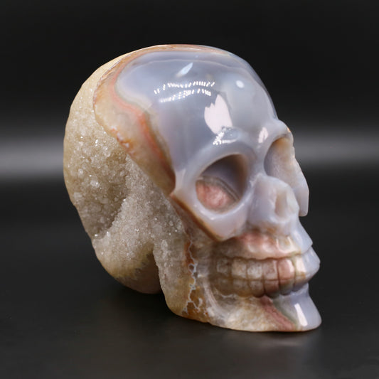 Druzy agate skull