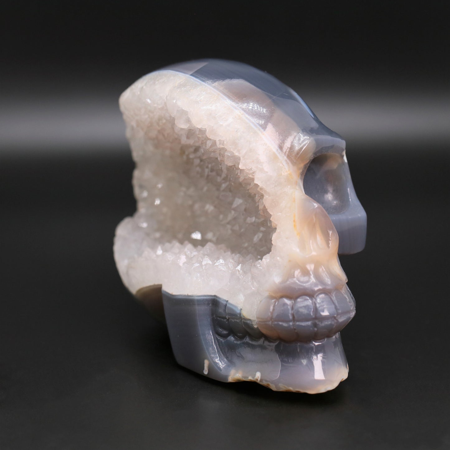 Druzy agate skull