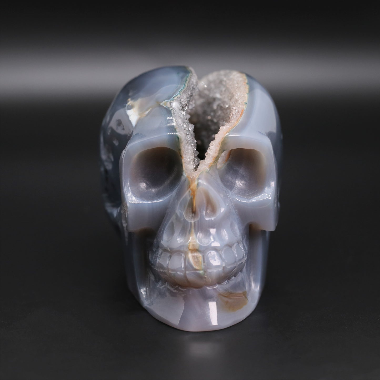 Druzy agate skull