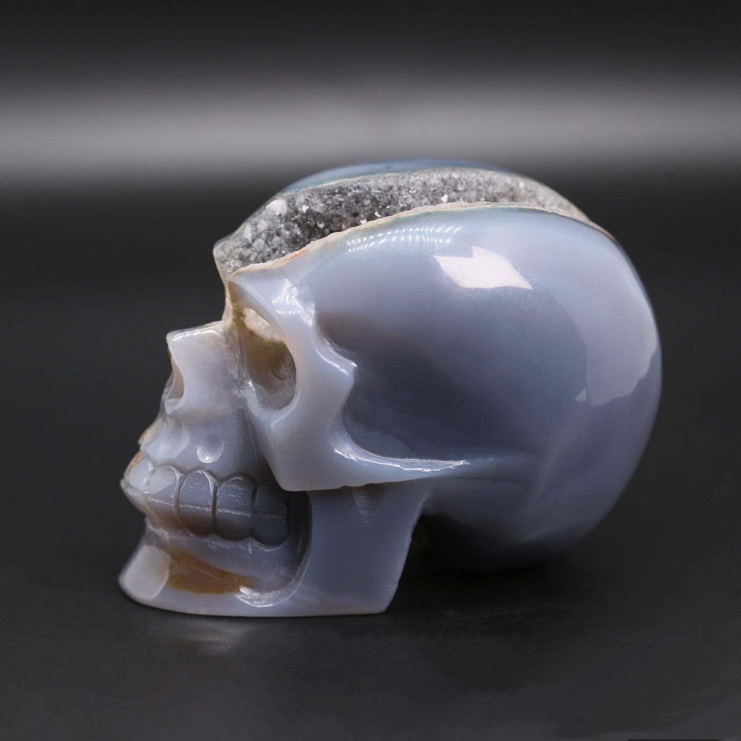 Druzy agate skull