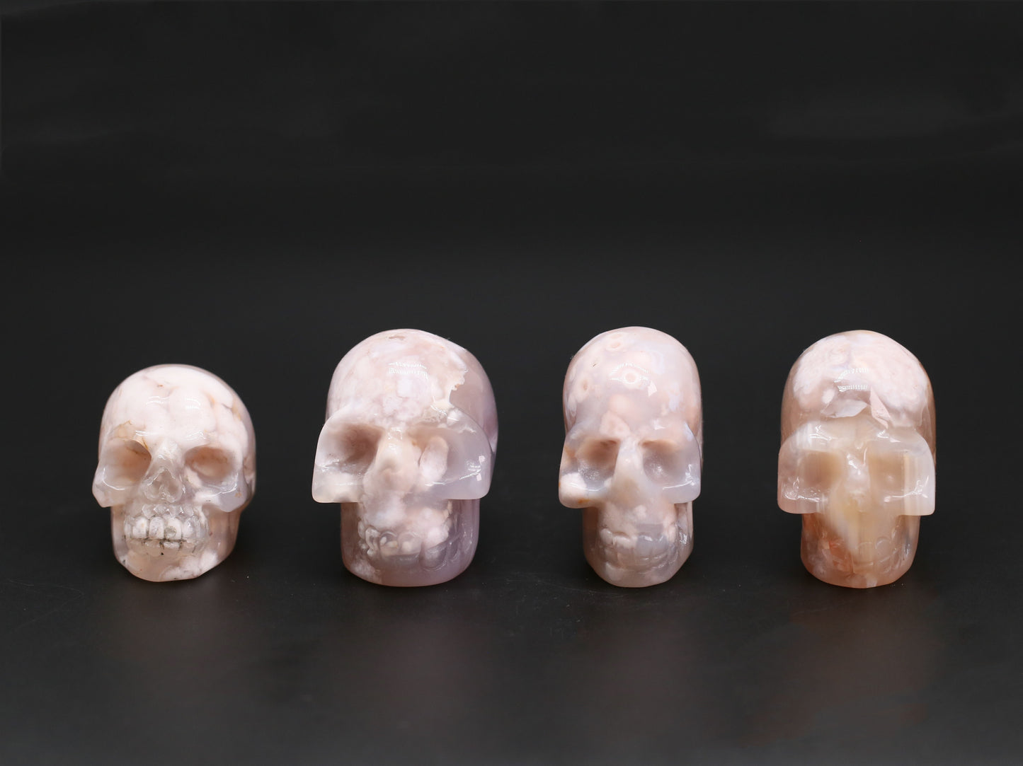 Flower agate small skulls