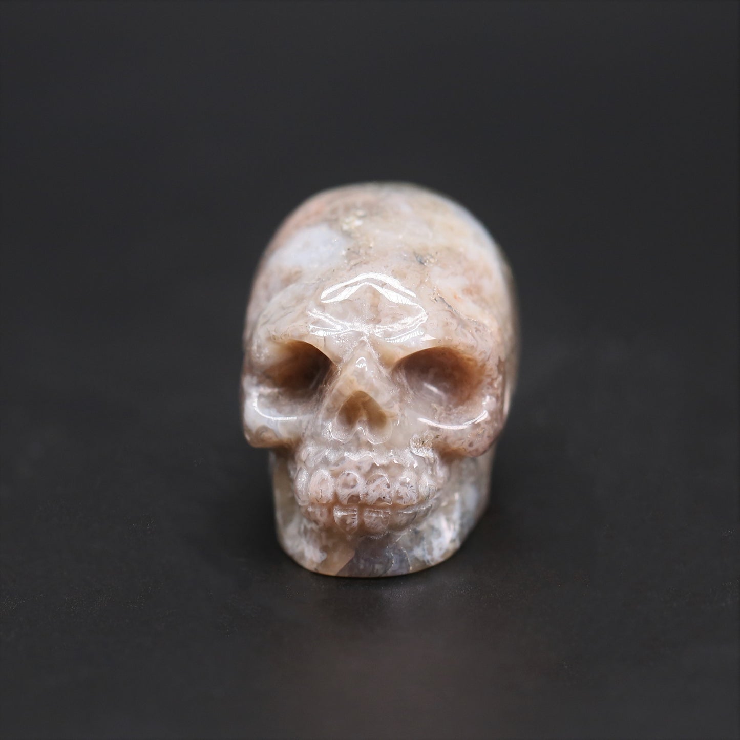 Moss agate small skull