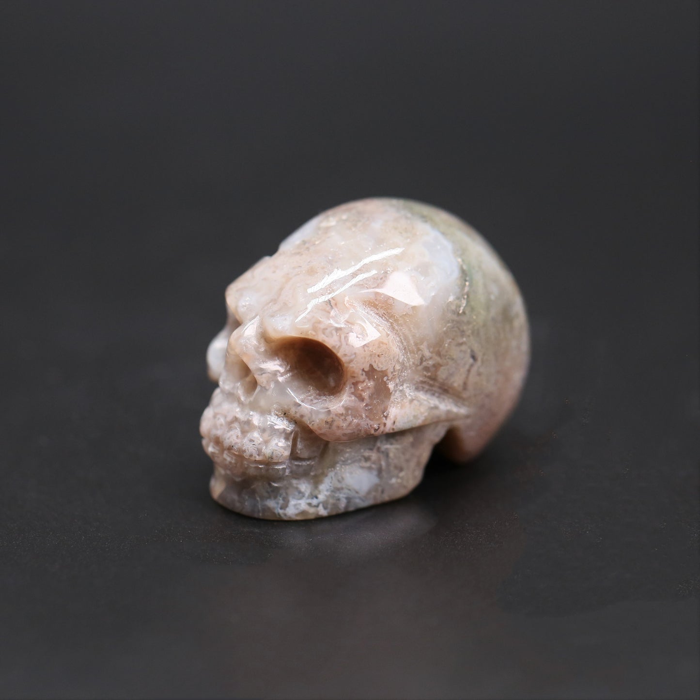 Moss agate small skull