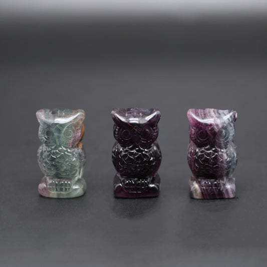 Fluorite owl carvings