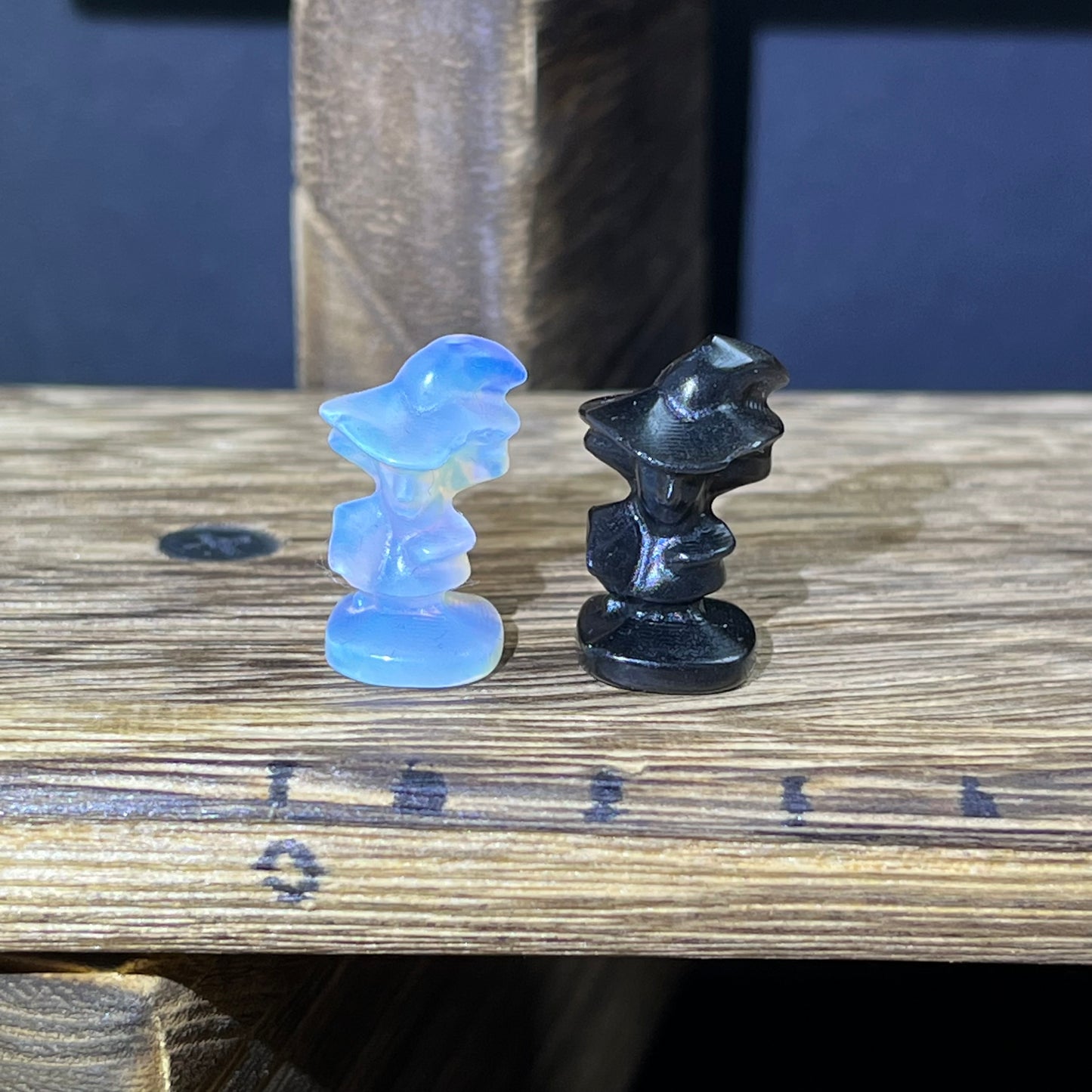 Mini Obsidian and Opalite carvings - Nightmare before Christmas