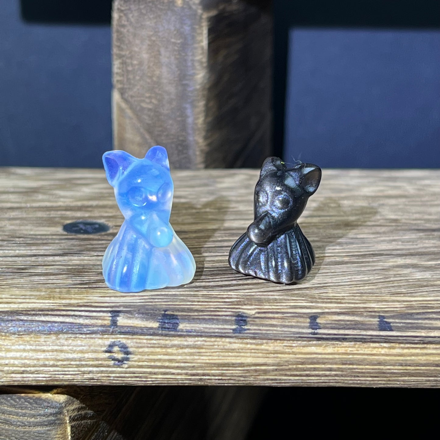 Mini Obsidian and Opalite carvings - Nightmare before Christmas